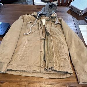 American Eagle Outfitters Tan brown Hooded‎ work jacket Utility Jacket XS